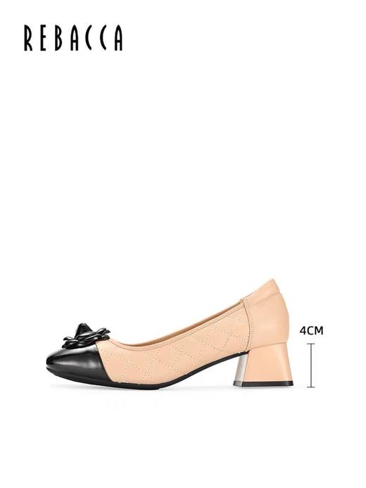 2楼瑞贝卡小香风中粗跟菱格圆头单鞋25MW0202 商品图3