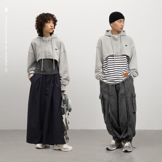 CryingCenter 花灰连帽披肩造型短款卫衣外套 哭喊中心 商品图2