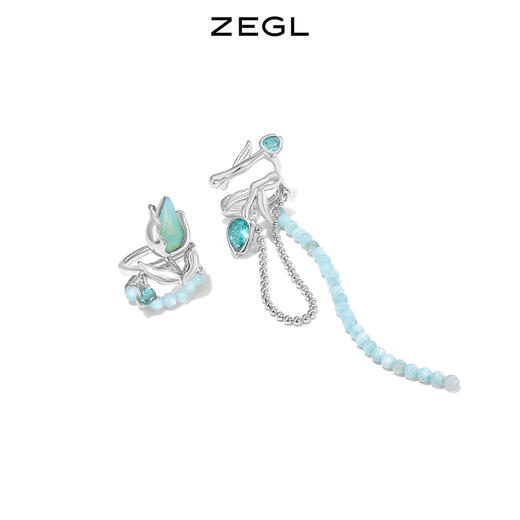 ZEGL设计师郁郁青葱系列新中式郁金香流苏耳夹女无耳洞耳骨夹耳饰 商品图0