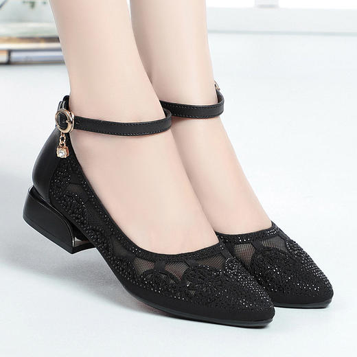 2022秋季新款女单皮鞋中跟粗跟一字扣舞蹈鞋 KQ-LJ081 商品图1