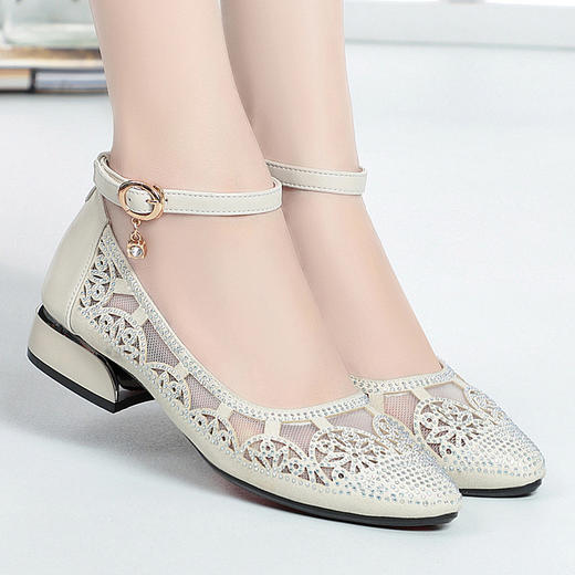 2022秋季新款女单皮鞋中跟粗跟一字扣舞蹈鞋 KQ-LJ081 商品图0