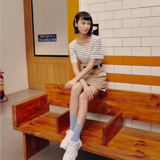 Threegun三枪 【爽滑密棉】彩条圆领女士短袖T恤-23758A011 商品图0