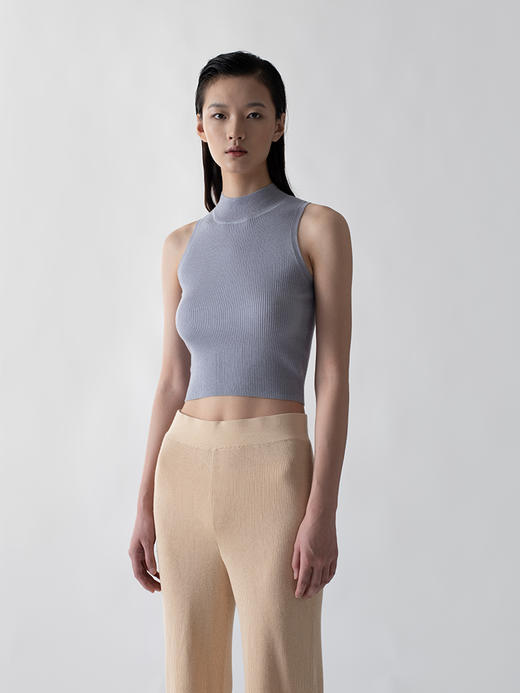 322工房气质半高领百搭背心2022秋冬新款丝羊绒时髦打底套头衫女 商品图2