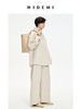 HIDEMI 立领纽扣口袋设计感自然厚款粗亚麻极简套装 上衣/九分裤 米杏色/黑色 商品缩略图8