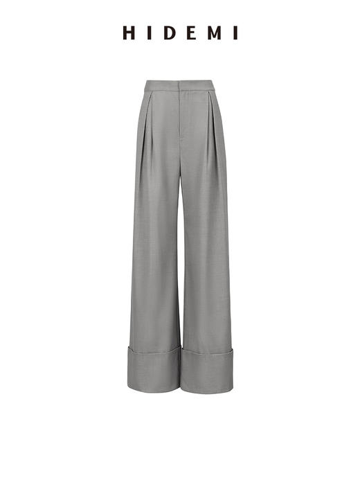 HIDEMI 简约设计感卷边直筒裤 灰色/藕粉色 商品图10