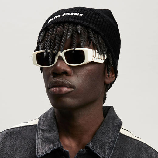 PALM ANGELS 棕榈天使 男士经典字母徽标印花无檐小便帽针织帽 黑色 PMLC002C99KNI001 1001 商品图1