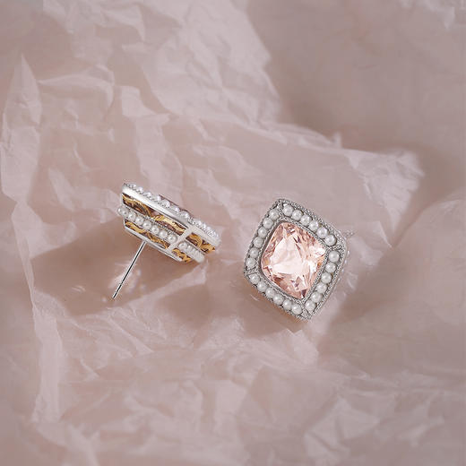 Sugar Morganite方糖摩根石系列 | 方糖摩根石珍珠耳环 商品图1