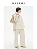 HIDEMI 立领纽扣口袋设计感自然厚款粗亚麻极简套装 上衣/九分裤 米杏色/黑色 商品缩略图5