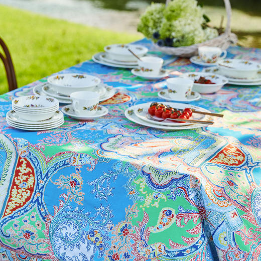 梦幻佩斯利系列方形桌布欧式田园棉麻桌布 商品图1