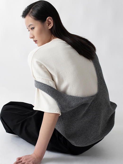 322工房后背视界百搭正反两穿羊毛羊绒背心2022年新款叠穿马甲女 商品图0