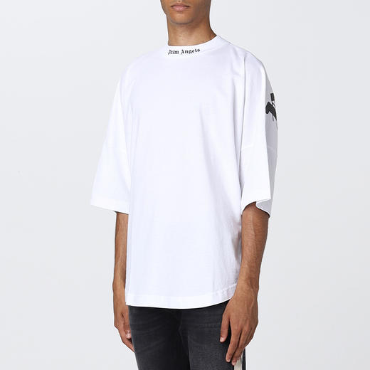 PALM ANGELS 棕榈天使 男士棉质经典字母徽标印花圆领短袖T恤 白色 PMAA002C99JER001 0110 商品图1