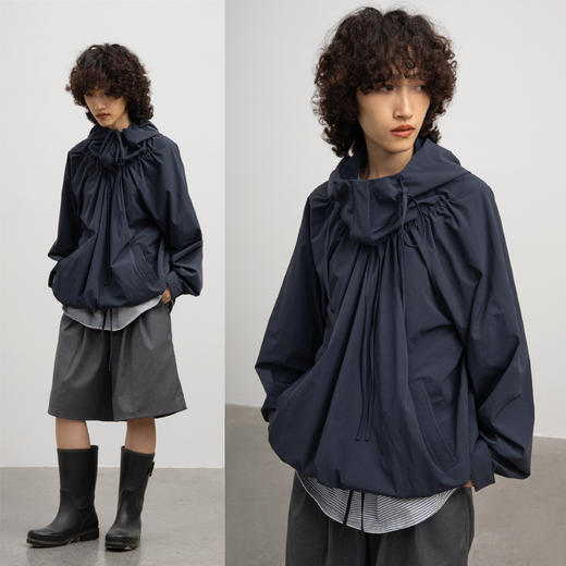 CryingCenter 普鲁士蓝 多式抽褶户外速干连帽夹克卫衣 哭喊中心 商品图1