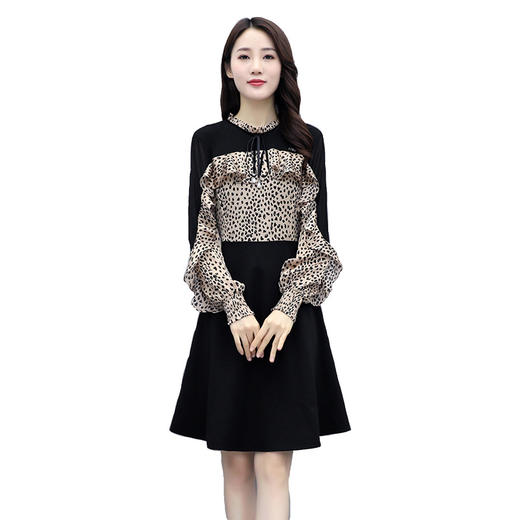 2022秋款连衣裙长袖小个子荷叶袖气质收腰甜美拼接裙HR-WQ999359 商品图4