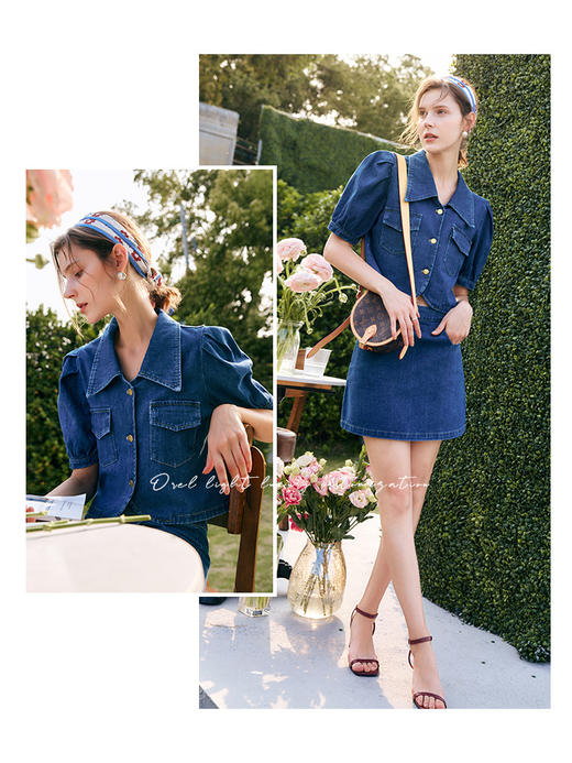 OLrain法式高级穿搭牛仔时尚套装女夏季2022新款气质休闲两件套 商品图1