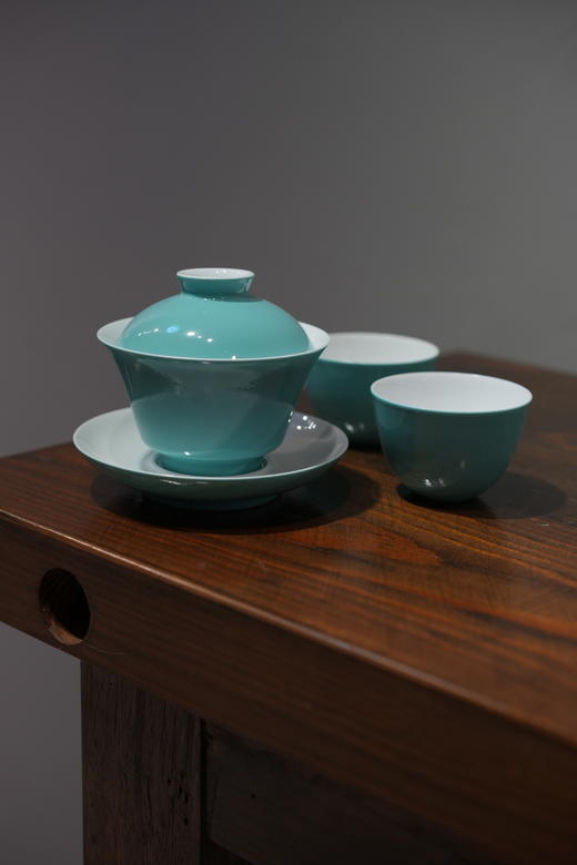 清雍正款湖水绿盖碗套组（1盖碗+2杯） 商品图1