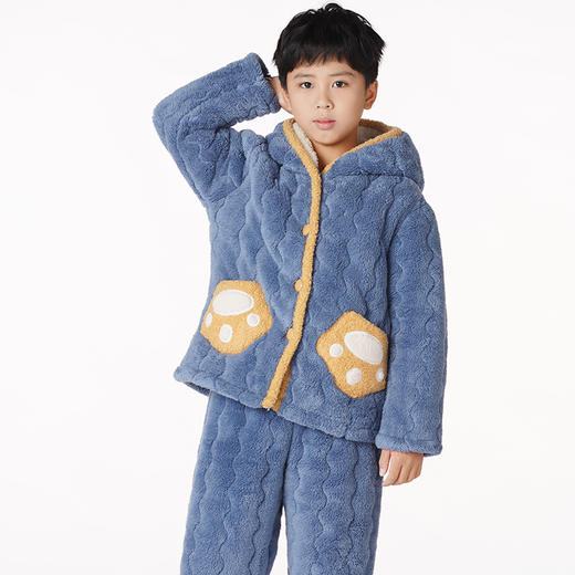 都市丽人眯雅佳生活家居童装中厚夹棉套装米粒绒夹棉加厚家居服长袖睡衣JH21A4 商品图0