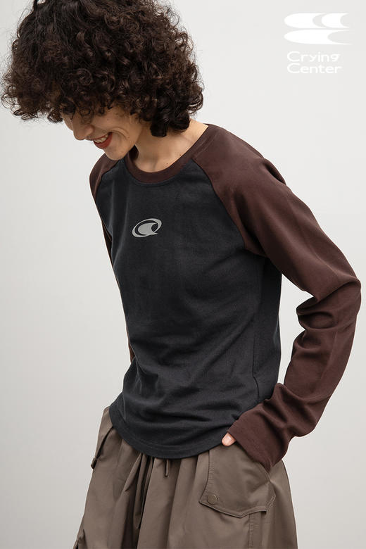 CryingCenter 金属银logo插肩袖拼接长袖TEE 哭喊中心 商品图5