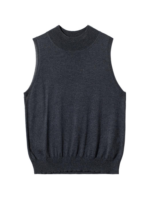 322工房知性半高领百搭针织背心2022秋冬新款丝羊绒纯色打底衫女 商品图4