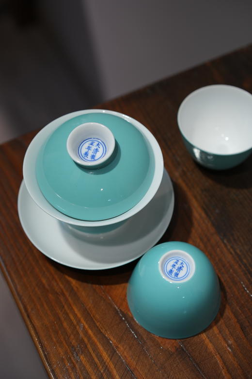 清雍正款湖水绿盖碗套组（1盖碗+2杯） 商品图3
