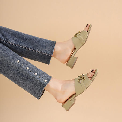 西村名物22年新款女夏时尚高跟防滑仙女风拖鞋拖鞋24671 商品图2