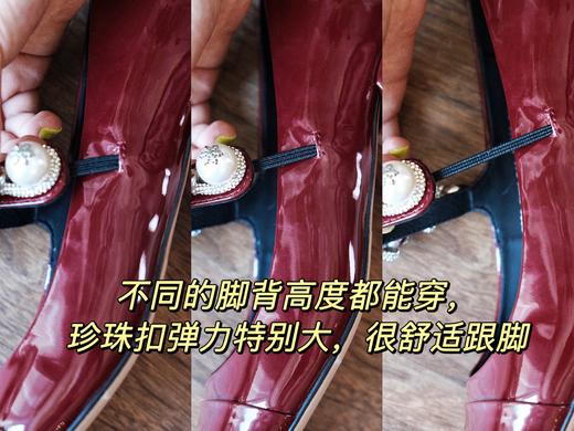 skp奢品牌代工厂定制——不磨脚的超软漆皮玛丽珍方跟鞋！超显瘦包脚！超软头层胎牛漆 柔软羊皮里 鞋跟包面皮！北京SKP商场线下款跟单 某明星同款车厘子色/黑金配色 4CM粗跟行走不累脚 精致复古方头 商品图10