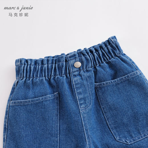 马克珍妮秋装新款 女童花边腰纯棉直筒牛仔裤 儿童裤子221675 商品图3