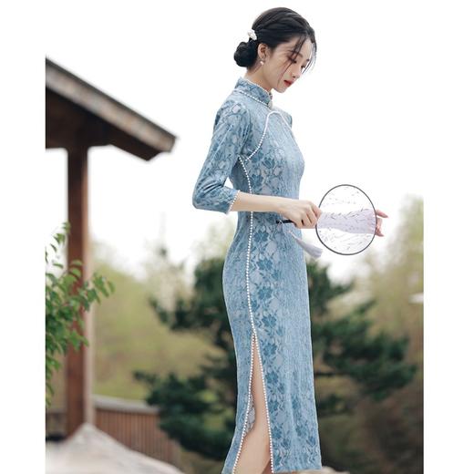 秋季新款，改良民国风时尚复古旗袍连衣裙年轻款少女蕾丝旗袍BJS-500 商品图1