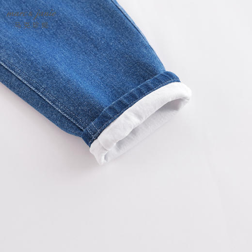 马克珍妮秋装新款 女童花边腰纯棉直筒牛仔裤 儿童裤子221675 商品图4