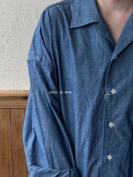 HARVESTY 牛仔蓝炭黑白色宽松衬衫 商品图7