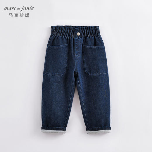 马克珍妮秋装新款 女童花边腰纯棉直筒牛仔裤 儿童裤子221675 商品图1
