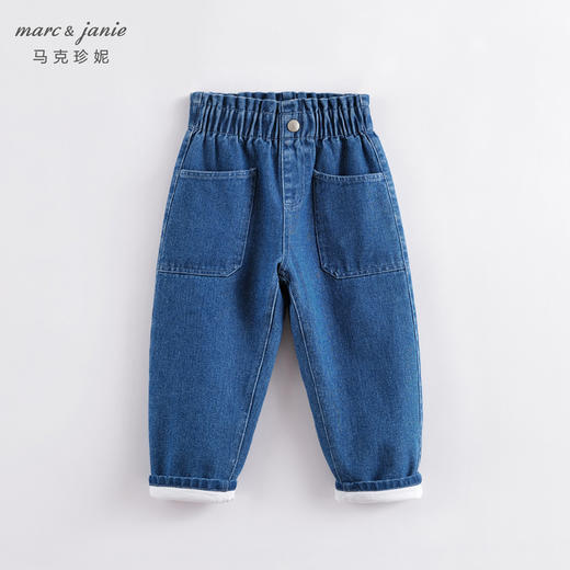 马克珍妮秋装新款 女童花边腰纯棉直筒牛仔裤 儿童裤子221675 商品图0
