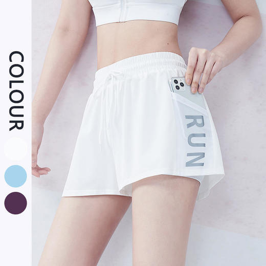 运动短裤，跑步假两件防走光宽松口袋健身速干瑜伽裤WDN-21318-20 商品图0