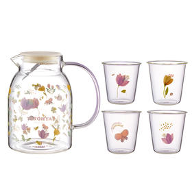 【专柜多样屋】-繁花玻璃一壶四杯水具组