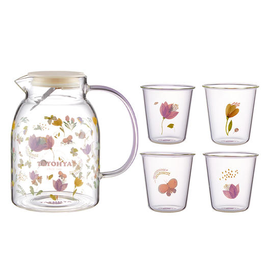 【专柜多样屋】-繁花玻璃一壶四杯水具组 商品图0