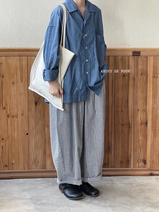 HARVESTY 牛仔蓝炭黑白色宽松衬衫 商品图5