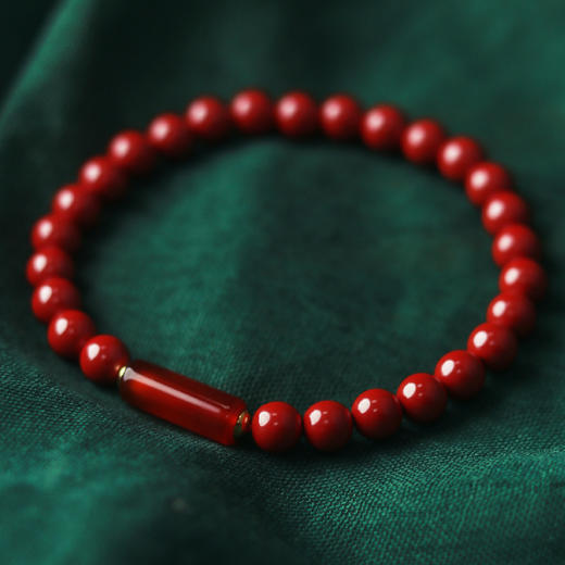 *自营*度颂·悦石·经起朱砂手串 | 手链中式简约风格。六字真言双层绿松石银玛瑙 商品图1