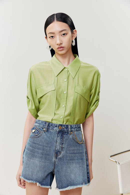 NEELLY纳俪夏季新款短袖衬衫时尚上衣小衫通勤高级感 商品图3