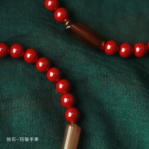 *自营*度颂·悦石·经起朱砂手串 | 手链中式简约风格。六字真言双层绿松石银玛瑙 商品图3