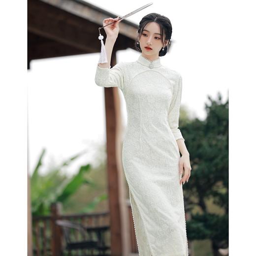 秋季新款，改良民国风时尚复古旗袍连衣裙年轻款少女蕾丝旗袍BJS-500 商品图3