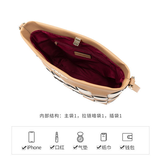 PIERRE CARDIN‘棋盘格系列’ 真皮格纹单肩包女 商品图5