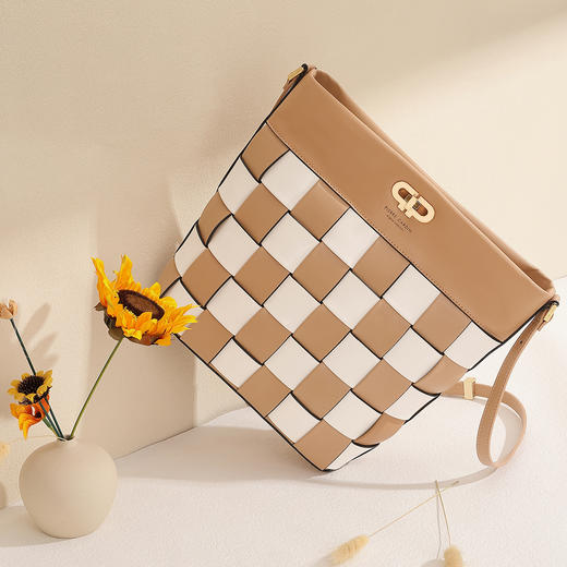 PIERRE CARDIN‘棋盘格系列’ 真皮格纹单肩包女 商品图2