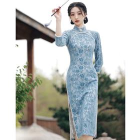 秋季新款，改良民国风时尚复古旗袍连衣裙年轻款少女蕾丝旗袍BJS-500