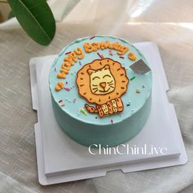手绘狮子蛋糕