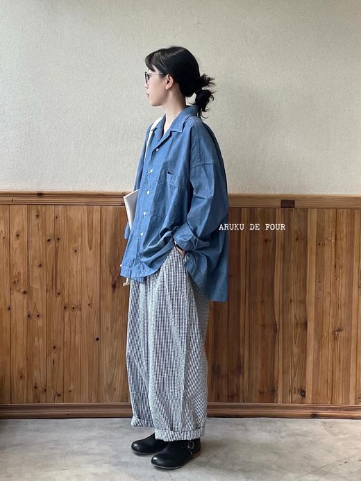 HARVESTY 牛仔蓝炭黑白色宽松衬衫 商品图6