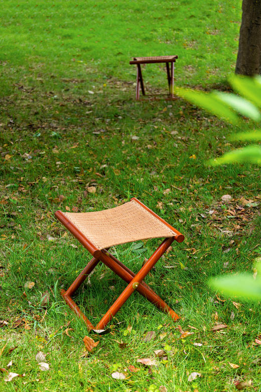 红桥红  家具严选  缅甸花梨（大果紫檀）【手工编绳马扎】 商品图4