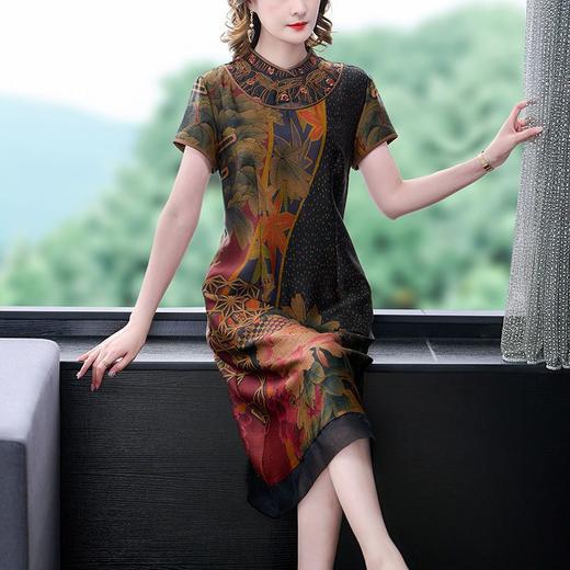 珍珠缎香云纱真丝连衣裙女2022夏季新款高端气质桑蚕丝贵妇人裙子dp548 商品图3