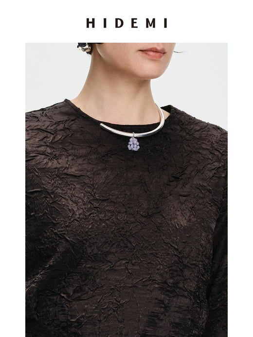 HIDEMI 风铃紫天然石流苏设计感项圈 商品图4