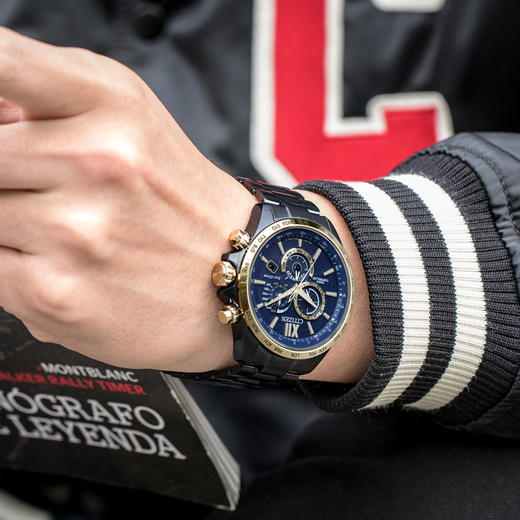 西铁城日本正品不锈钢覆BIP间玫瑰金色万年历多局电波对时男表 CB5837-88L 商品图1