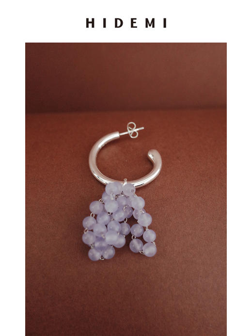 HIDEMI 风铃紫天然石流苏设计感耳环 商品图1