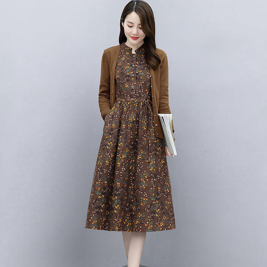 单/针织开衫套装裙子两件套2022秋季新款收腰显瘦中长款A字连衣裙dp440 商品图3